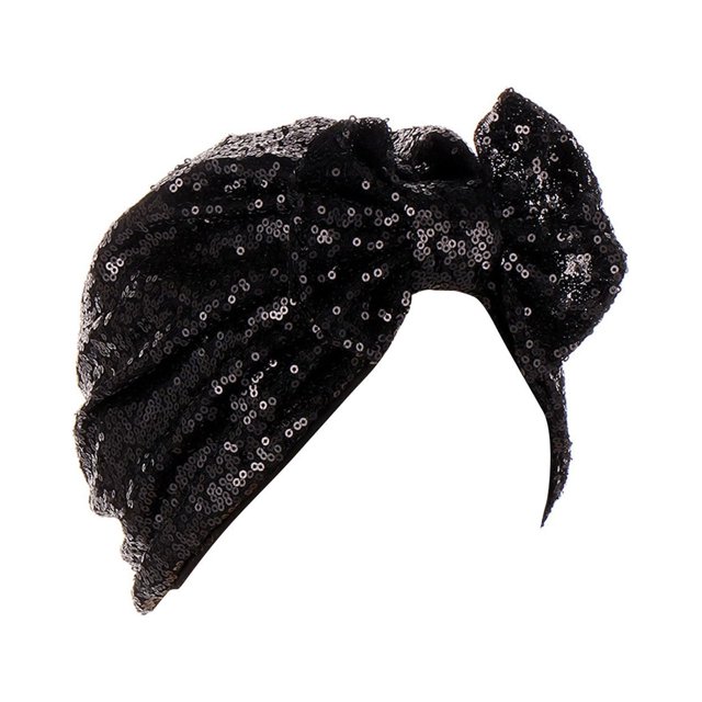 Turban Musulman pour Femmes avec Nœud, Paillettes, Bonnet, Foulard, Couvre-Chef