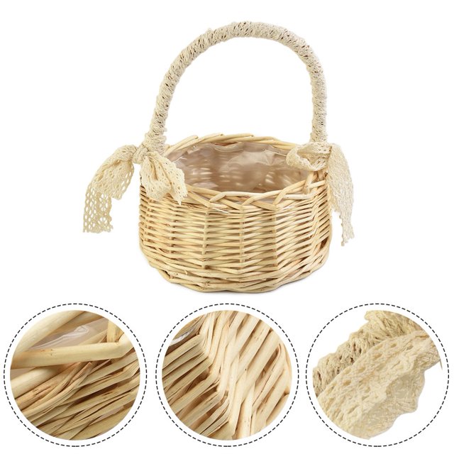MYG Panier de Rangement en Rotin Frais Pique-Nique Cadeaux pour Demoiselle d'Honneur Pot de Fleurs en Osier