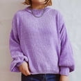 thumbnail image 4 of Timegard Chandails à Manches Longues pour Femmes Automne Hiver Décontractés Confortables Col Ras du Cou Manches Longues Bouffantes Hauts de Couleur Unie, 4 of 5