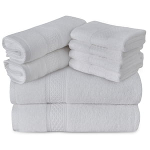 Gogreen 100% Ensembles de serviettes de bain en coton 8 Des morceaux, 2 Serviettes de bain 2 Serviettes à main 4 Serviettes pour salle de bain, salle de gym, hôtel (gris foncé clair)