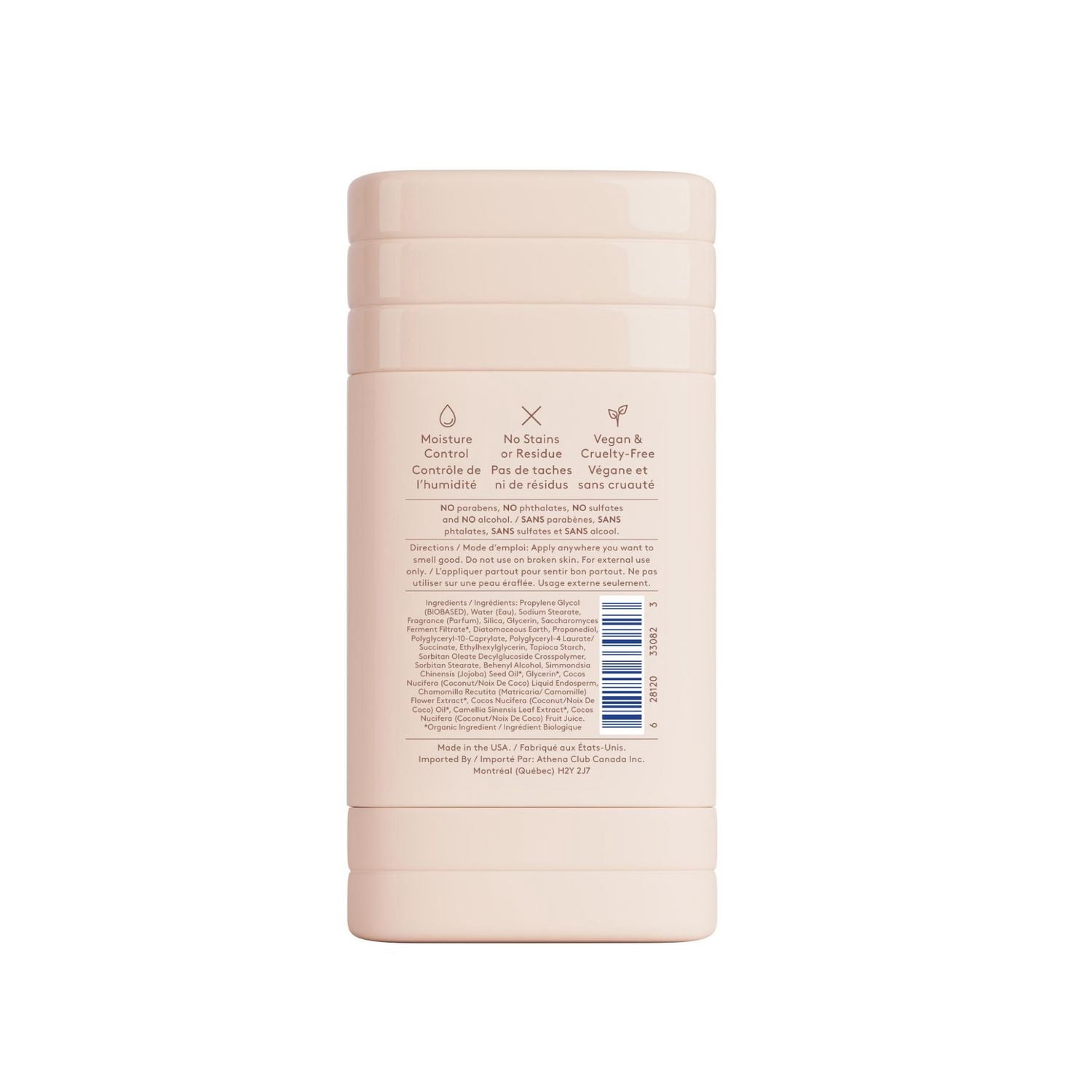 Athena Club déodorant tout partout, Vanille dorée, 74g  pour femmes