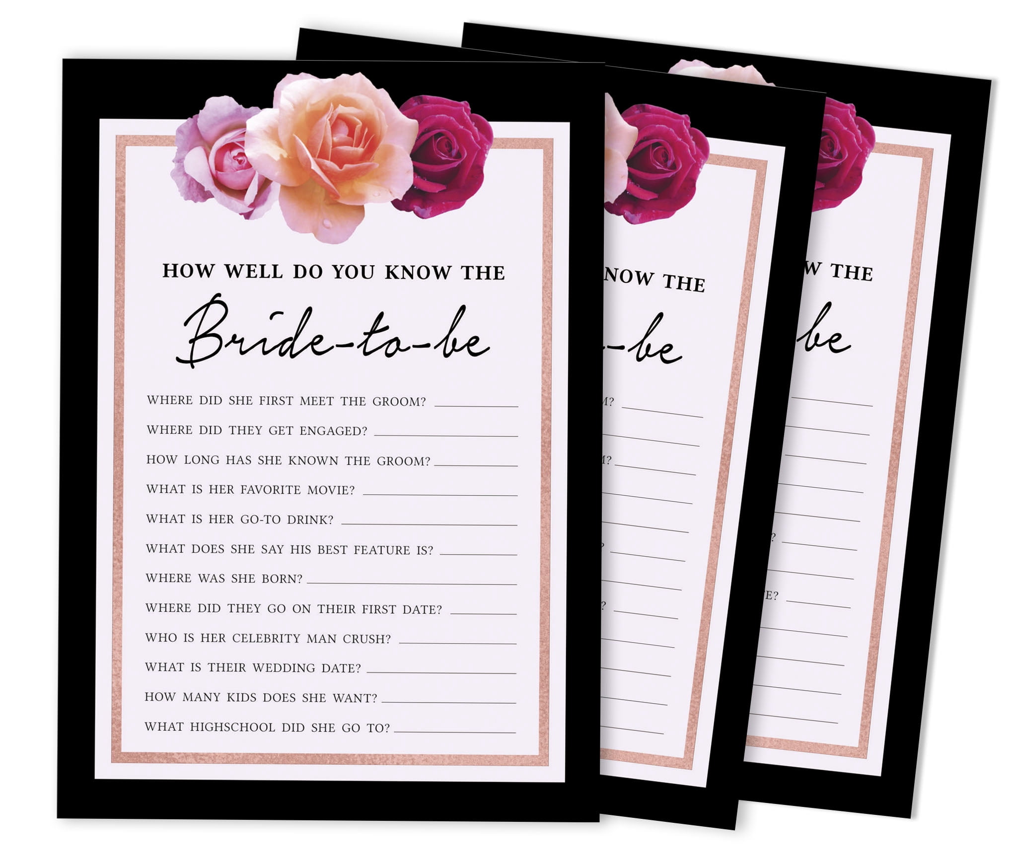 Inkdotpot 50-PackFloralHow Well Do You Know The Bride Bridal Shower Bachelorette PartyGameWho Know The Bride Best ActivityCards