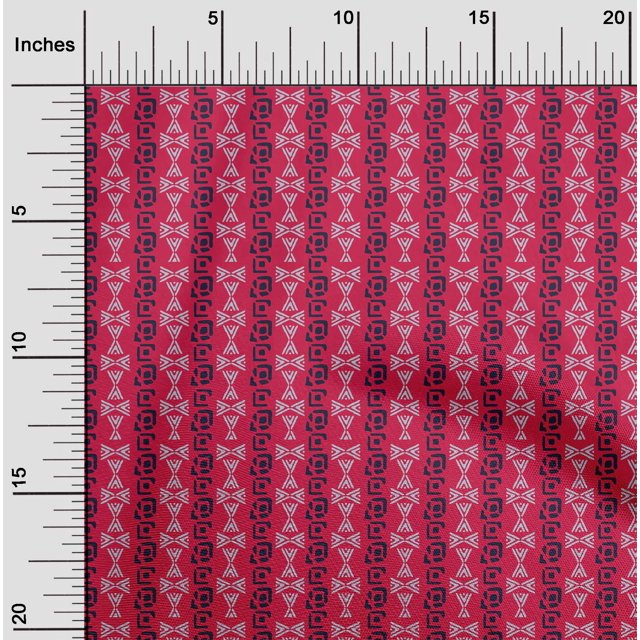 oneOone Georgette Viscose Fabric Geometric Block Printed Fabric 1 Yard 42 Inch Wide