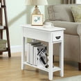 thumbnail image 4 of Patiojoy White 2 Tier Narrow Nightstand End Bedside Sofa Side Table With Drawer And Shelf, 4 of 6