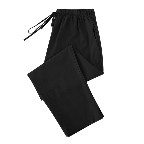 Swstbby Womens Casual Pants, Women's Elastic Linen Casual Cropped Pants Solid Color Trousers Black XL