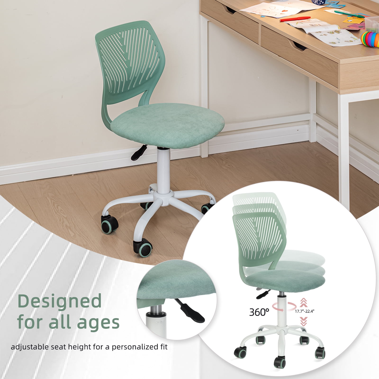 Chaise de bureau pivotante réglable Homy Casa avec assise rembourrée pour bureaux d'étude en dortoir