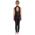 thumbnail image 3 of Jizyo Kids Girls Dance Unitard Sleeveless Full Body Jumpsuit Rhinestone Rompers One Piece Ballet Dance Leotard Black 8, 3 of 6