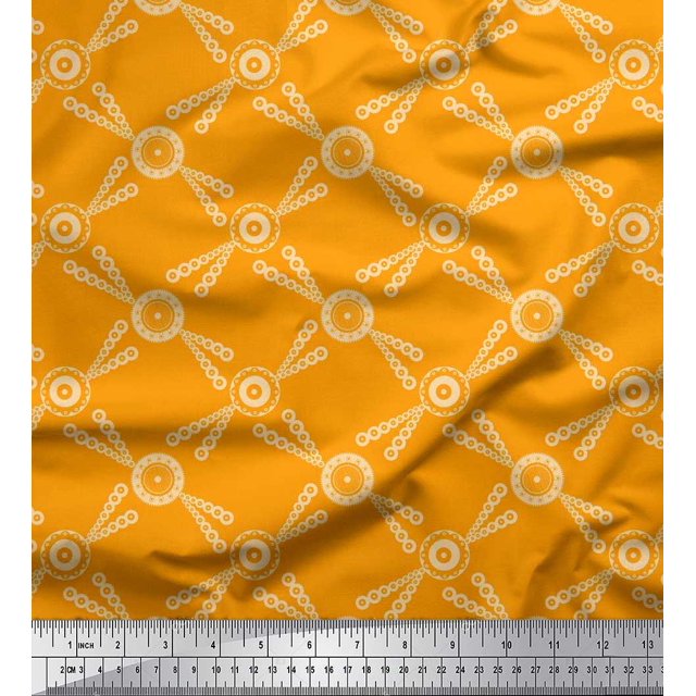 Soimoi Cotton Duck Fabric Dots & Circle Geometric Decor Fabric Printed Yard 56 Inch Wide