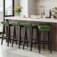 thumbnail image 1 of YUSAZENS 26.2 Inch Bar Stools Counter Height with Low Back Footrest Wood Frame Wide PU Leather Upholstered Seat Barstools Set for Kitchen Islands Counter Bars Home Green 4pcs, 1 of 7