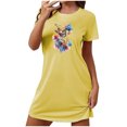 thumbnail image 2 of Mefallenssiah Chemise de Nuit Courte Surdimensionnée pour Femmes Mode Imprimé Poitrine Manches Courtes, 2 of 7