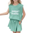 thumbnail image 3 of PMVFHDE Ensembles de Pantalons pour Filles 2 Pcs Tenues Sans Manches Col Rond Hauts et Shorts avec Poches Shorts d'Été Décontractés Verts, 4-5 Ans, 3 of 9