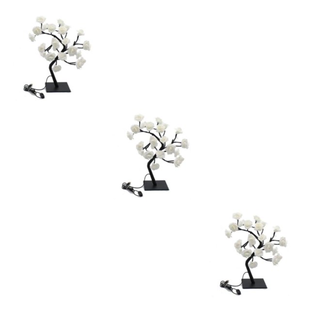 Maytalsory Color Changing Lighted Rose Lamp Remote Control Energy Saving Artificial Bonsai Tree Lights Gift For Any Occasion white black rod 3Set