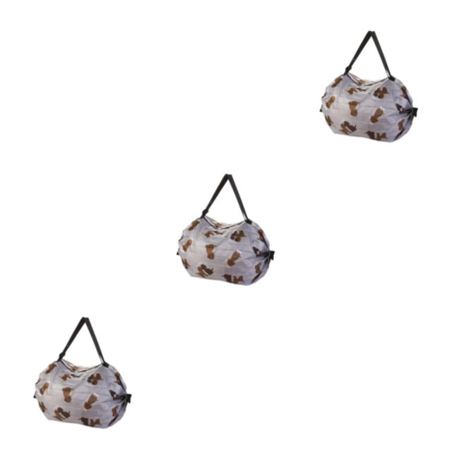 kurtrusly Sac de Rangement Réutilisable Pliable Écologique et Polyvalent Sac de Magasinage Imperméable en Polyester pour Voyage Sac de Plage Sac à Main Chiot Brun Ensemble de 3