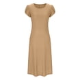 thumbnail image 4 of Ovzne Robes Grande Taille pour Femmes aux Formes Robe pour Femme Robe d'Été Aguichant pour Femmes Mode Couleur Unie Poche à Volants Manches Courtes Robe à Col Rond Robe Maxi Grande Taille Manches Courtes Liquidation, 4 of 6