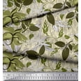 thumbnail image 2 of Soimoi White Poly Georgette Fabric Artistic Leaves Decor Fabric Printed Yard 52 Inch Wide, 2 of 5