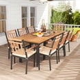 thumbnail image 3 of Costway 9 PCS Patio Dining Set 79" Rectangle Dining Tables with 8 Wooden Armchairs, 3 of 7