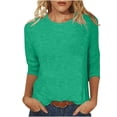 thumbnail image 1 of Admvng Blouses pour Femmes Chic Décontracté Col Rond Manches 3/4 T-shirt Ample Basique Hauts pour Femmes P-2TG, 1 of 5