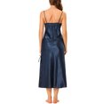 thumbnail image 3 of INSPIRE CHIC Nuisette en Satin pour Femme Fête des Mères Col en V Douce Chemise de Nuit Robe de Pyjama Détente Longue Robe de Nuit P Bleu, 3 of 6