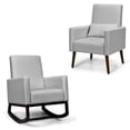 thumbnail image 1 of Patiojoy Set of 2 Dual-use Upholstered Rocking Chair with Wood Leg & Pillow Relax Sofa Chair Light Gray, 1 of 10
