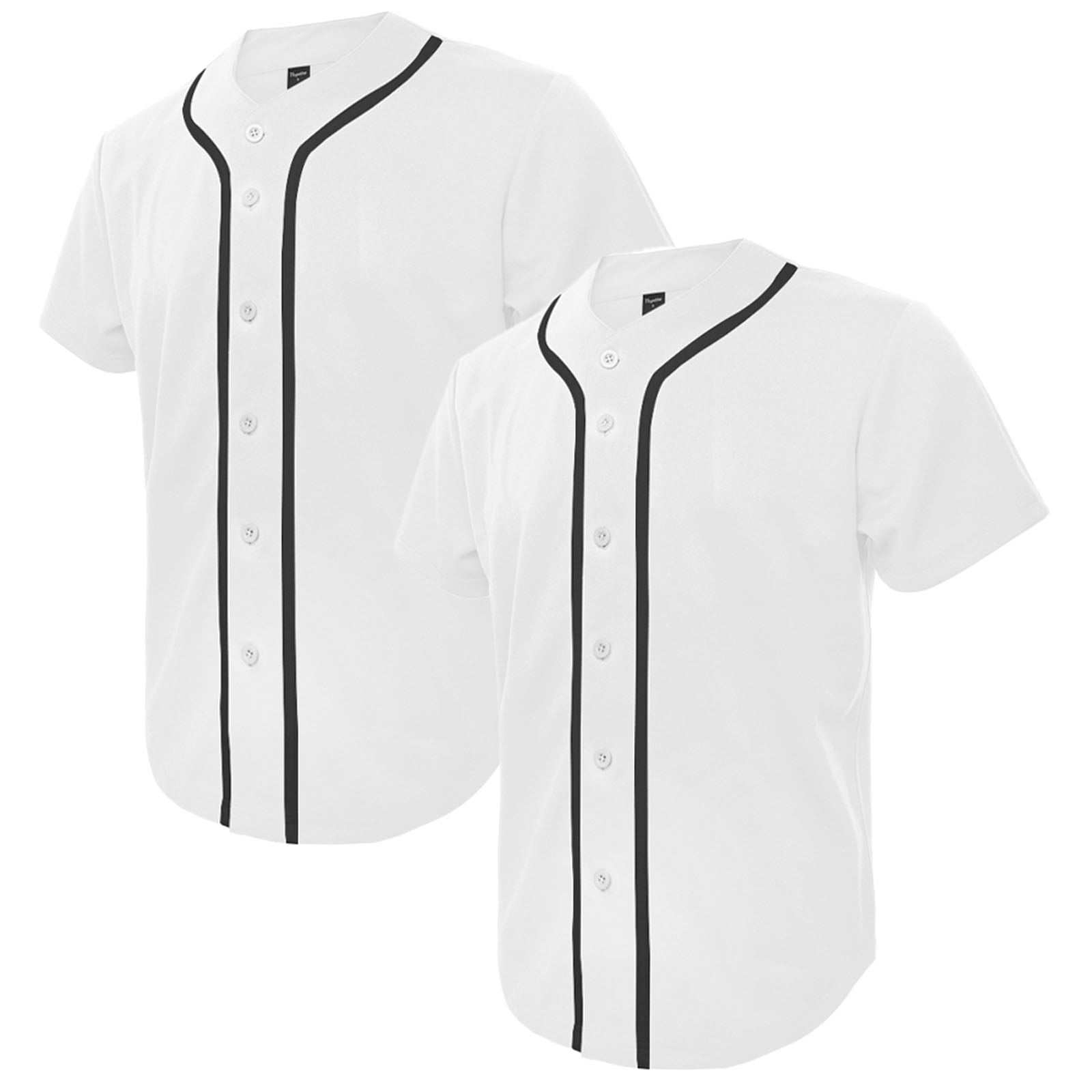 TOPTIE Lot de 2 Chandails de Baseball pour Homme, Chandail Boutonné à Manches Courtes - Blanc Blanc - 3TG