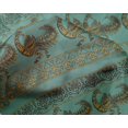 thumbnail image 4 of oneOone Silk Tabby Fabric Floral & Peacock Block Printed Fabric 1 Yard 42 Inch Wide, 4 of 4