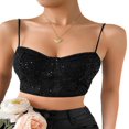 thumbnail image 1 of Mini Débardeur d'Été pour Femmes Sans Manches Dos Nu Coupe Basse en Maille à Sequins Crop Tops, 1 of 7