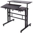 thumbnail image 1 of Soges Bureau d'Ordinateur à Hauteur Réglable Poste de Travail Assis-Debout Bureau Debout Mobile avec Roulettes, Table d'Appoint Debout avec Roulettes, Noir, 1 of 7