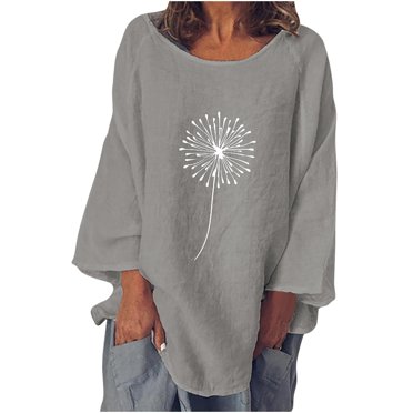 Leutsin T-shirt à Manches Longues pour Femmes, Col Rond, Imprimé, Coupe Ample, Décontracté, Automne