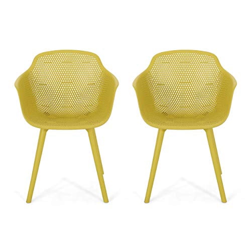 Christopher Knight Home Davina Chaise de Salle à Manger d'Extérieur (Ensemble de 2), Jaune