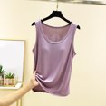 thumbnail image 2 of Débardeur pour Femme avec Soutien-Gorge Intégré, Camisoles Sans Manches pour Femmes Couleur Unie Col Rond Camisole Décontractée, Haut de Détente Doux pour Dormir pour l'Été, 2 of 9