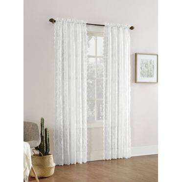 Mainstays Floral Lace Sheer Rod Pocket Window Curtains Panel