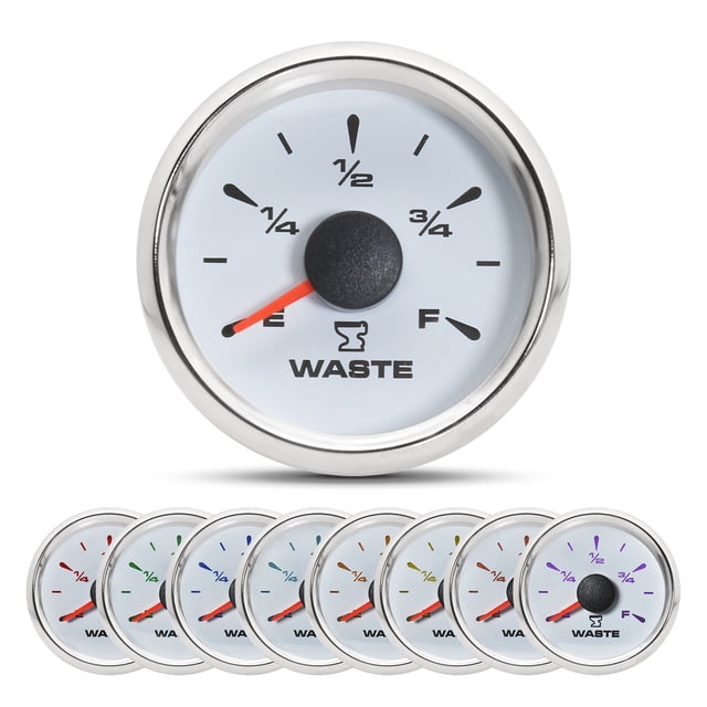 0-190ohm 240-33 Ohm Boat Car RV Holding Tank Level Sensor 52MM Waste Gauge With 7Color Backlight Waste Water Sender Unit Sewage ,Easy to Install