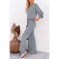 thumbnail image 3 of ORUYROP Ensemble de Pull 2 Pcs pour Femmes Haut Court à Manches Longues et Pantalon Large, 3 of 5