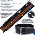 thumbnail image 4 of RDX Weight Lifting Powerlifting Belt, 6mm Thick Cowhide Leather, 4 Inch Back Lumbar Support, 12 Adjustable Holes, Bodybuilding Strength Training Core Exercise Fitness Workout Squats, Deadlifts, Blue, 4 of 8