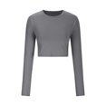 thumbnail image 3 of Yuyuzo Hauts de Sortie pour Femmes Chandails à Manches Longues Col Rond Crop Top Décontracté Ajusté T-Shirts Basiques, 3 of 5