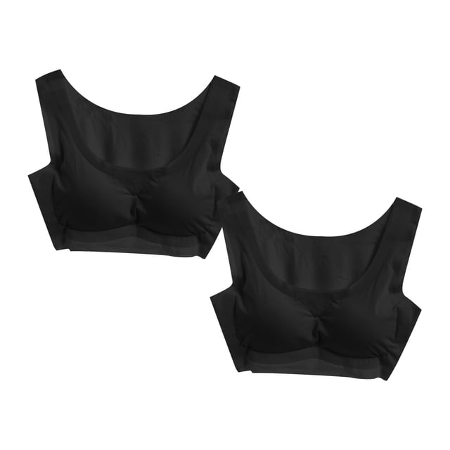 RKSTN Bras for Women Traceless Comfortable No Steel Ring High Elasticity Stretch 2PC Bras Solid Color Super Soft Breathable Gathering Plus Size Everydays Bras
