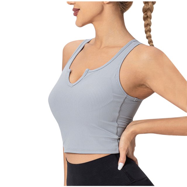 Yuyuzo Crop Tops for Women Sleeveless Shirts Deep V Neck Going out Tops Ribbed Knit Basic Tees