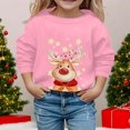 thumbnail image 2 of PMVFHDE Liquidation Chandails en Molleton Mignons pour Filles Automne et Hiver Imprimé de Noël Col Rond Manches Longues Décontracté Sans Capuche Chandail en Molleton Col Rond, Rose, 9-10 Ans, 2 of 4