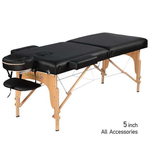 GreenLife® Table de Massage Portable de Luxe en Bois Super Stable à 2 Sections de 5 Pouces - MTW122