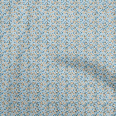 oneOone Viscose Jersey Light Blue Fabric Jacobean Floral Sewing Craft Projects Fabric Prints By Yard 60 Inch Wide