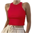 thumbnail image 3 of Yuyuzo Camisole Courte pour Femmes Décontractée Basique Sans Manches à Col Rond en Tricot Côtelé Ajustée Hauts de Sortie, 3 of 7
