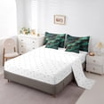thumbnail image 4 of YST 7 Pcs Green Marble Comforter Set Queen, Gold Glitter Abstract Marbling Bed In A Bag With Flat Sheet And Fitted Sheet For Adults, Stone Pattern Fluid Bedding Set With Pillowcases & Shams, 4 of 5