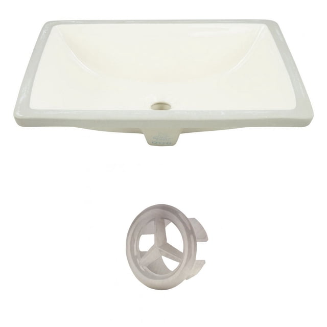 18.25-in. W CUPC Rectangle Bathroom Undermount Sink Set In Biscuit - Brushed Nickel Hardware AI-20472