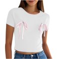thumbnail image 4 of Pisexur T-shirt Décontracté à Manches Courtes et Col Rond pour Femme, Haut Imprimé, Hauts pour Femmes, Hauts de Sortie pour Femmes, Hauts d'Été pour Femmes Rose, G, 4 of 4