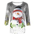 thumbnail image 4 of Jienlioq Hauts Grande Taille pour Femmes Mode T-Shirt Décontracté de Noël pour Femmes à Imprimé Col Rond Manches 3/4 Haut Blouse Rabais, 4 of 5