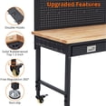 thumbnail image 4 of Établi Ajustable 2025 pour Garage, Établi 48 Pouces x 24 Pouces, Capacité de 2000 Lb, Poste de Travail en Bois de Caoutchouc avec 4 Roulettes, Table de Travail Robuste avec 2 Ports USB et 4 Prises CA, 4 of 7