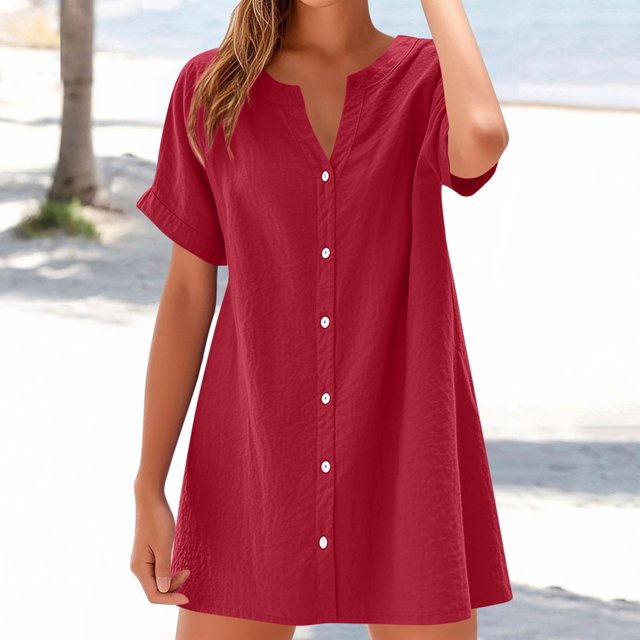 Ovzne Robes pour Femmes Robe d'Été Femmes Été Camisole Sans Manches Dentelle Robe à Encolure Plissée Robe pour Femmes à Manches Courtes Liquidation