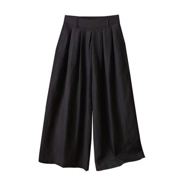 jovati Cotton Linen Pants Women Womens Solid Color Casual Loose Feeling of Falling Broad Leg Straight Barrel Cotton Linen Capris Pants Linen Capri Pants for Women Straight Leg Pants Women