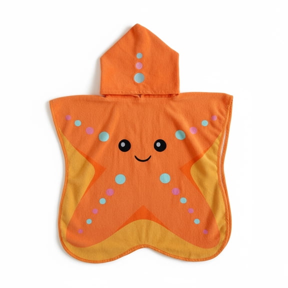 Mainstays Hooded Beach Towel, Starfish, 1 Piece, 24" x 48", 325 GSM