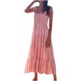 thumbnail image 1 of Pompotops Robe Aguichant pour Femmes à Imprimé de Fleurs et Pois Sans Manches à Col Carré Robe Longue Florale, 1 of 8